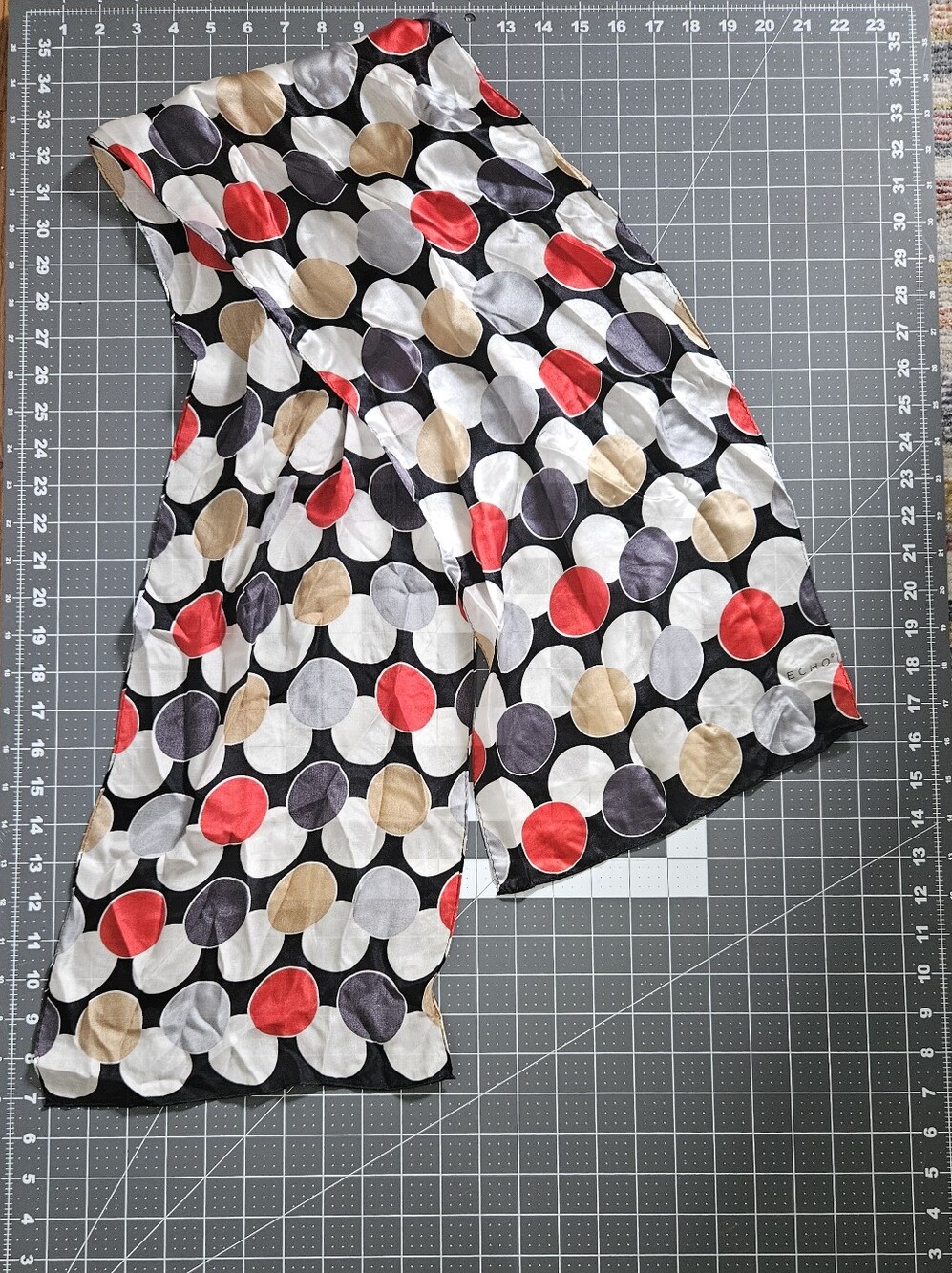 Echo Polka Dot Satin Scarf in Black, Red, Cream, Tan & Gray